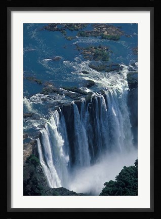 Framed Zambezi River Flowing over Victoria Falls, Mosi-Oa-Tunya National Park, Zambia Print