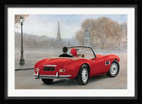 Framed Ride in Paris III Red Car Print