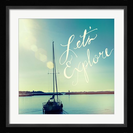 Framed Coastline Sailboat Explore v.2 Print