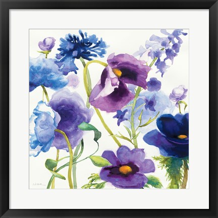 Framed Blue and Purple Mixed Garden I Print