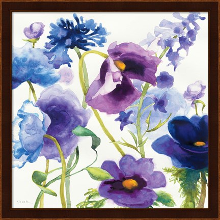 Framed Blue and Purple Mixed Garden I Print