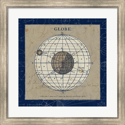 Framed Globe Blue Print