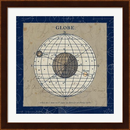 Framed Globe Blue Print