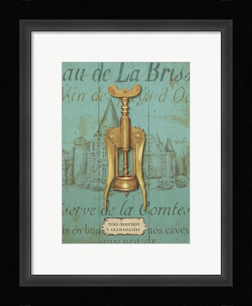 Framed Antique Corkscrew III Blue Print