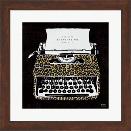 Framed Analog Jungle Typewriter Print