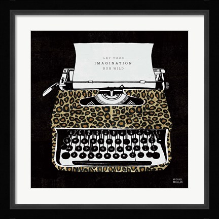Framed Analog Jungle Typewriter Print