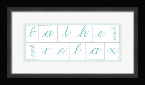 Framed Bathe Relax Blue Print