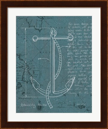 Framed Coastal Blueprint VIII Dark Print