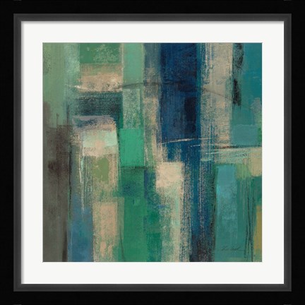 Framed Emerald Fields Square I Print