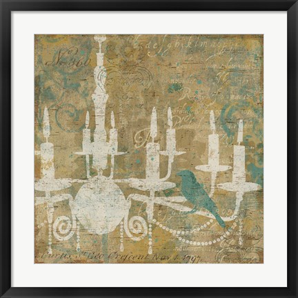 Framed Faded Ornate I Aqua Print