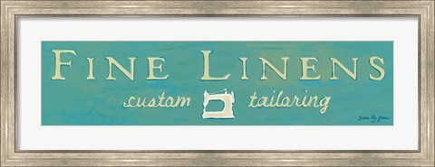 Framed Fine Linens Turquoise Print