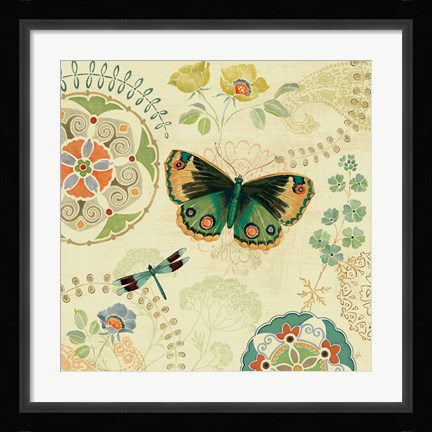 Framed Folk Floral II Print