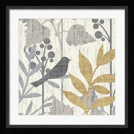 Framed Garden Leaves Square V Print