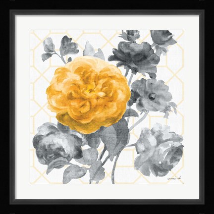 Framed Geometric Watercolor Floral II Print