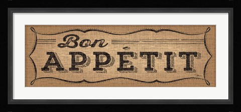 Framed La Cuisine Burlap I Print