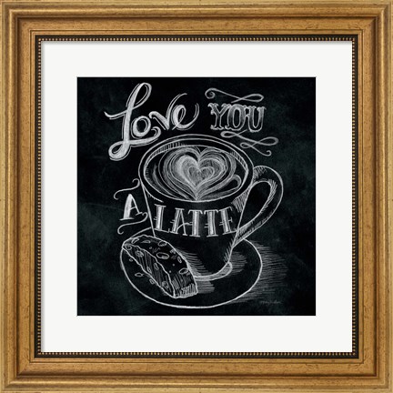 Framed Love You a Latte  No Border Square Print