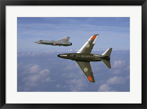 Framed Saab J 32 Lansen and Saab 35 Draken fighters of the Swedish Air Force Historic Flight Print