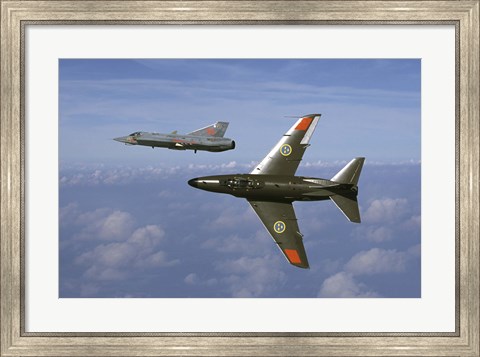 Framed Saab J 32 Lansen and Saab 35 Draken fighters of the Swedish Air Force Historic Flight Print