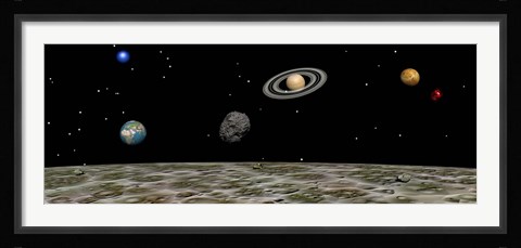 Framed View of the universe and planets as seen from a distant moon Print