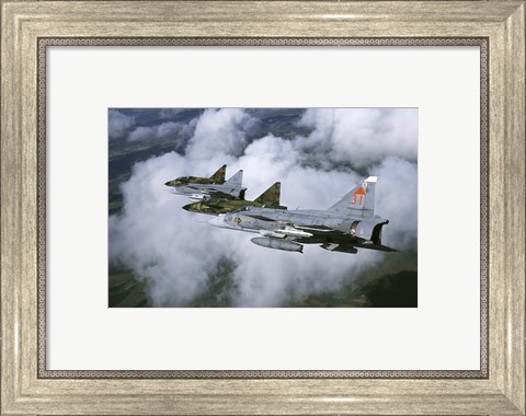 Framed Four Saab 37 Viggen fighters of the Swedish Air Force Print