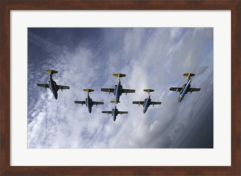 Framed Saab 105 jet trainers of the Swedish Air Force Print