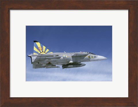 Framed Saab JA 37 fighter of the Swedish Air Force Print
