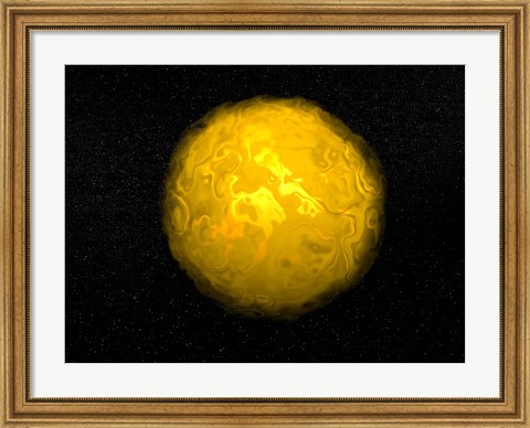 Framed Bright sun shining in the universe with starry background Print