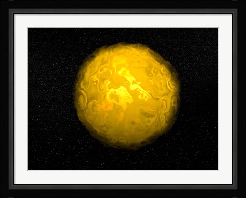 Framed Bright sun shining in the universe with starry background Print