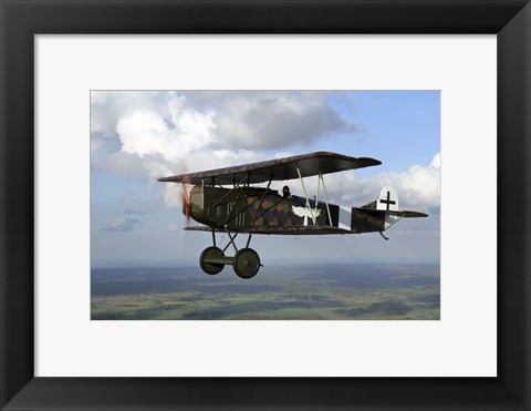Framed Fokker DVII World War I replica fighter in the air Print