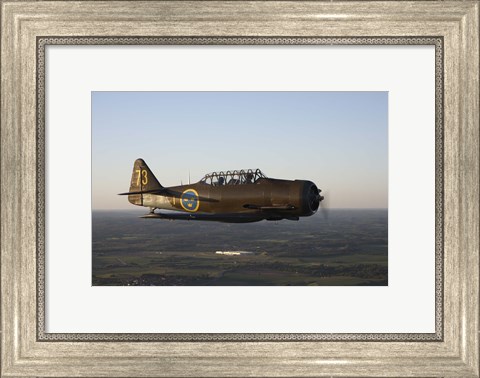 Framed North American T-6 Texan trainer warbird in Swedish Air Force colors Print