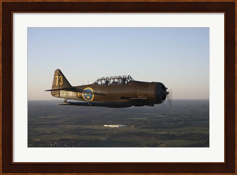 Framed North American T-6 Texan trainer warbird in Swedish Air Force colors Print