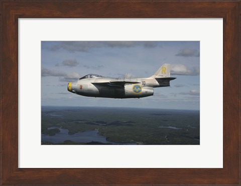Framed Saab J 29 vintage jet fighter of the Swedish Air Force Historic Flight Print