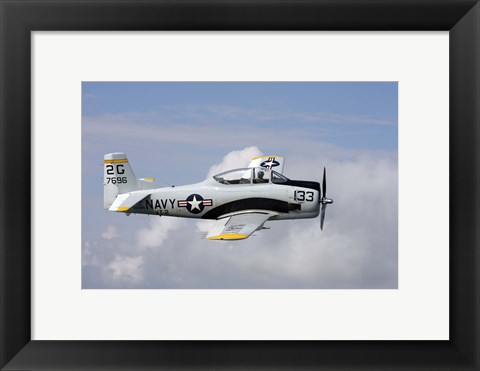 Framed T-28 Trojan trainer warbird in US Navy colors Print