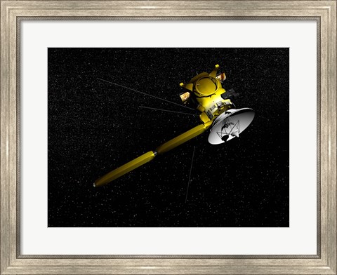 Framed Cassini spacecraft in orbit Print