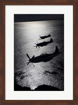 Framed Three P-51 Cavalier Mustang warbirds in flight Print