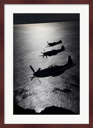Framed Three P-51 Cavalier Mustang warbirds in flight Print