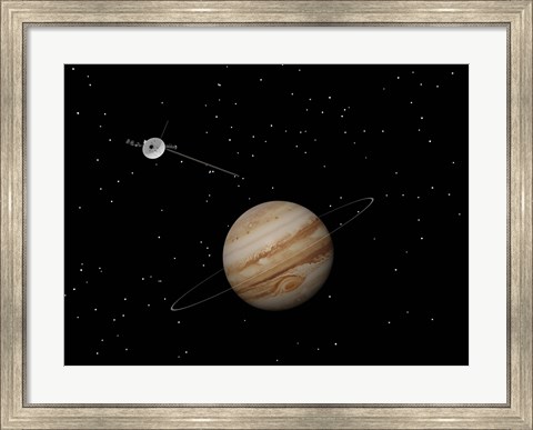 Framed Voyager Spacecraft near Jupiter and its Unrecognized Ring Print