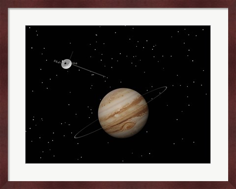 Framed Voyager Spacecraft near Jupiter and its Unrecognized Ring Print