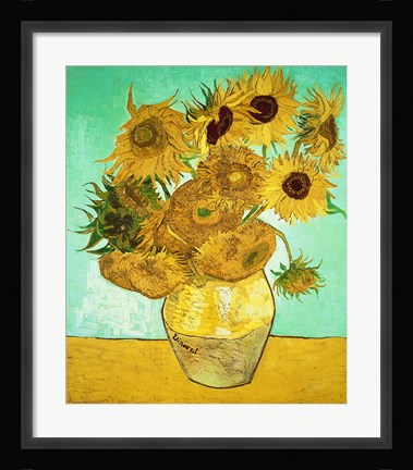 Framed Sunflowers, 1888 Print