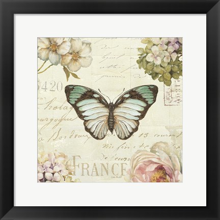 Framed Marche de Fleurs Butterfly II Print
