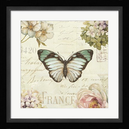 Framed Marche de Fleurs Butterfly II Print
