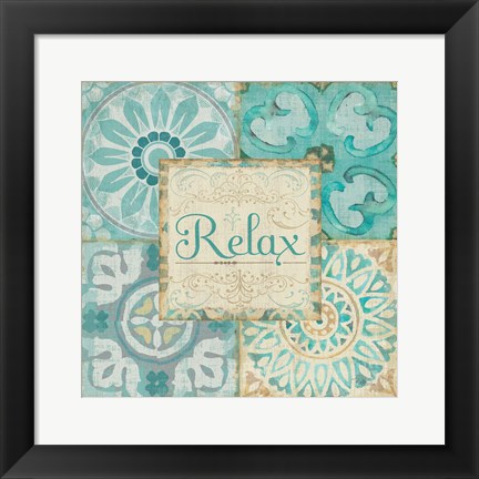 Framed Ocean Tales Tile VI Print