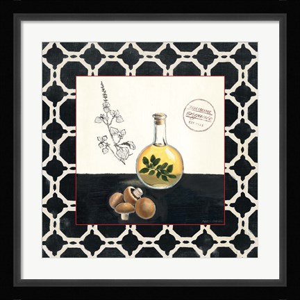 Framed Oregano and Mushrooms Print