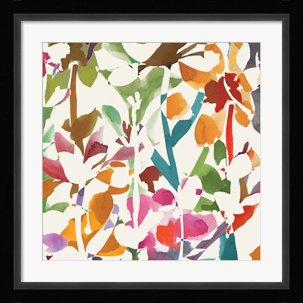 Framed Pink Garden Square II White Print