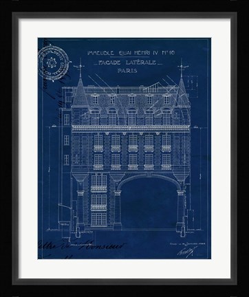 Framed Quai Henri Blueprint II Print