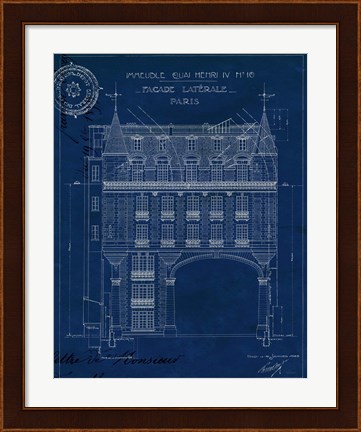Framed Quai Henri Blueprint II Print