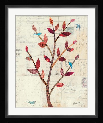 Framed Red Leaf Tree no Border Print