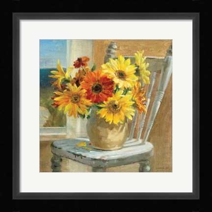 Framed Sunflowers by the Sea Crop Print
