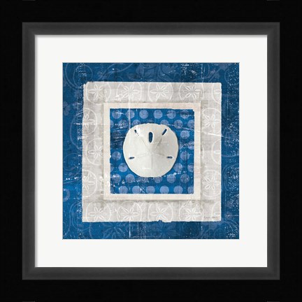 Framed Sea Shell I on Blue Print