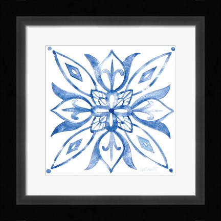 Framed Tile Stencil II Blue Print